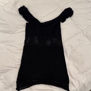 Black Knit Off-Shoulder bathing suit cover up